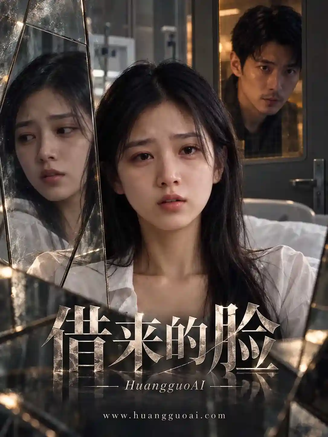 黄果短剧《借来的脸》海报,悬疑剧情题材