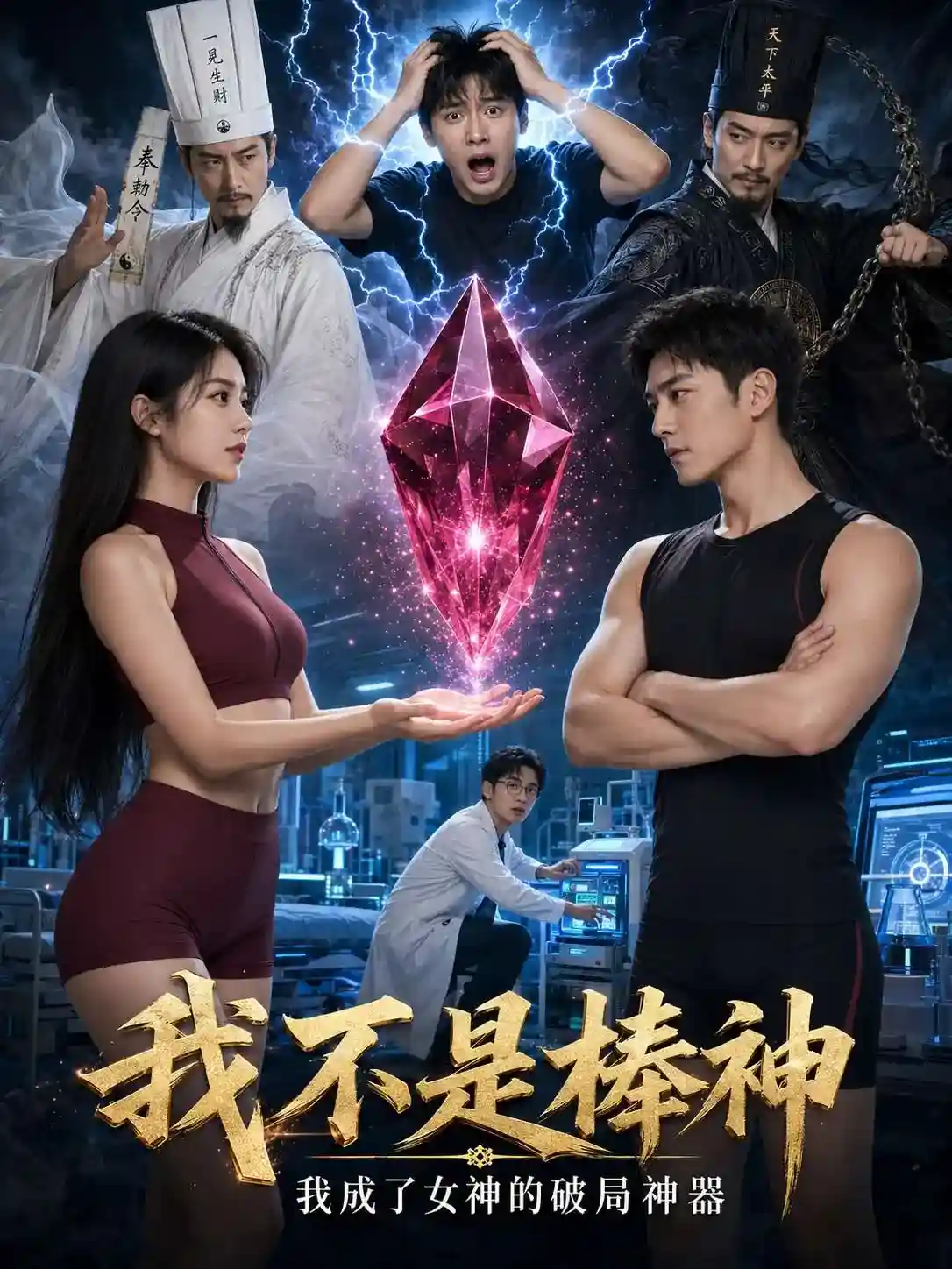 黄果短剧《我不是棒神》海报，奇幻喜剧题材