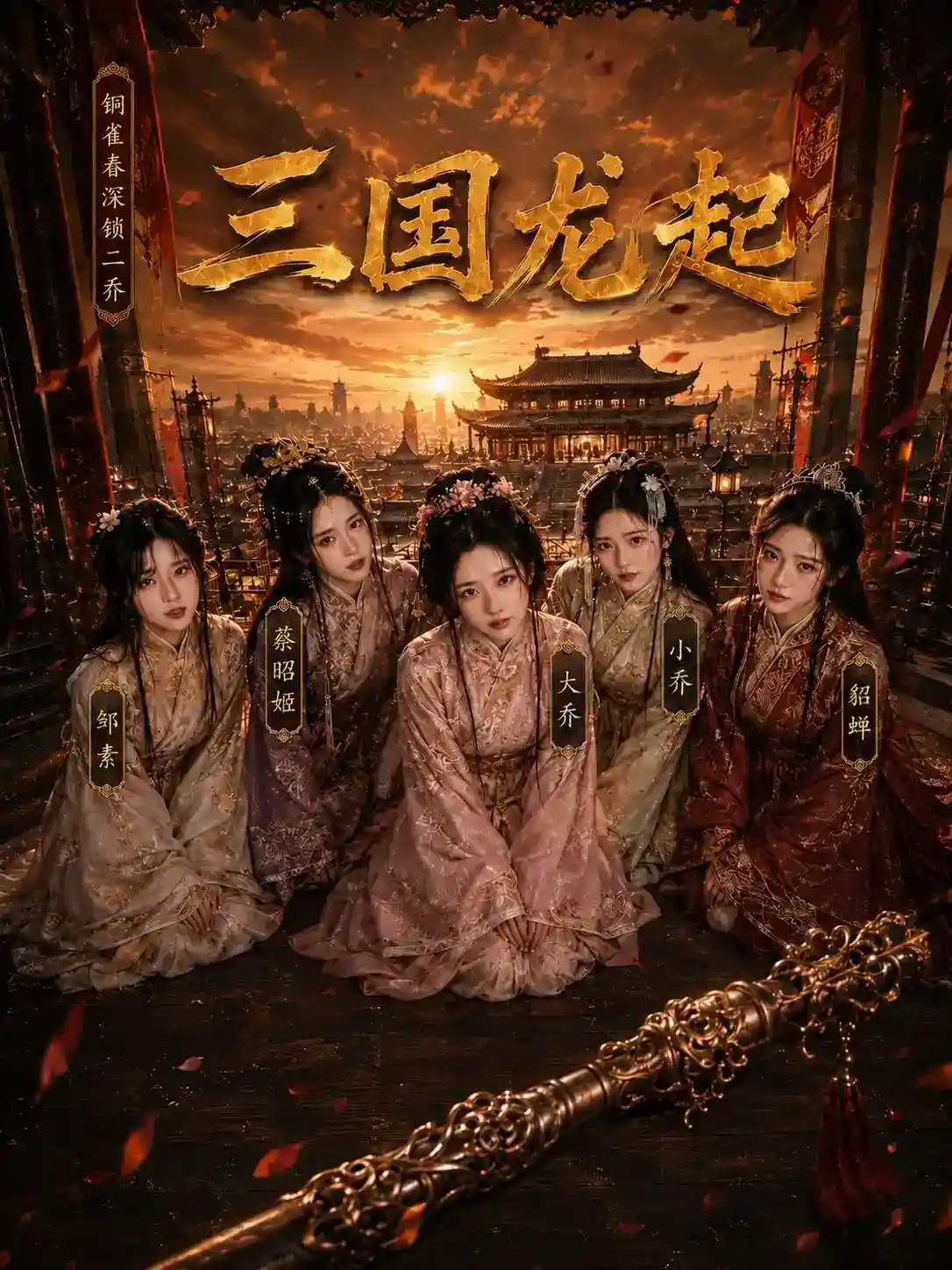 黄果短剧《三国龙杖》海报，古装传奇题材